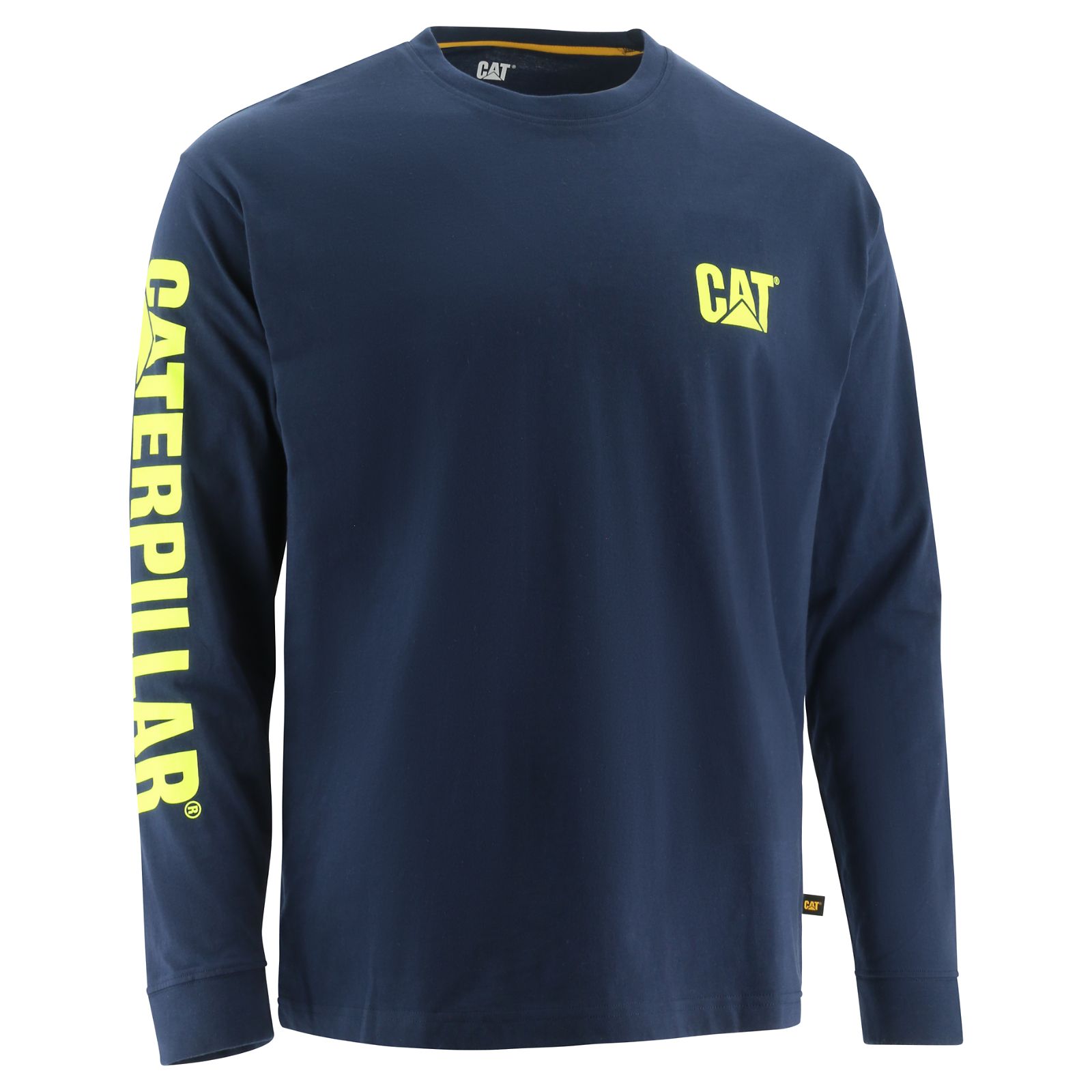 Caterpillar Clothing South Africa - Cat Men's Trademark Banner Long Sleeve T-Shirts Blue JX9806154